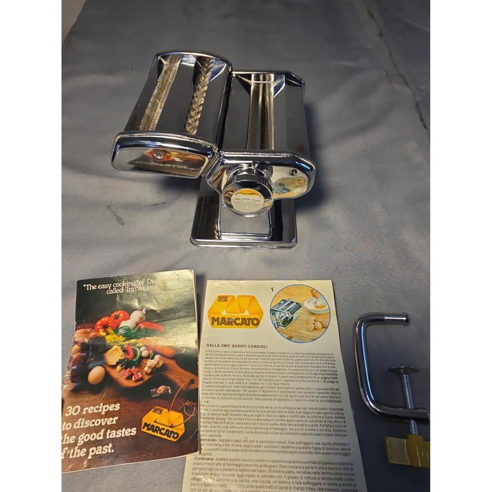 Vtg Marcato Atlas 150 Pasta Machine Hand Crank Manual Metal Maker Made In Italy - Picture 9 of 15
